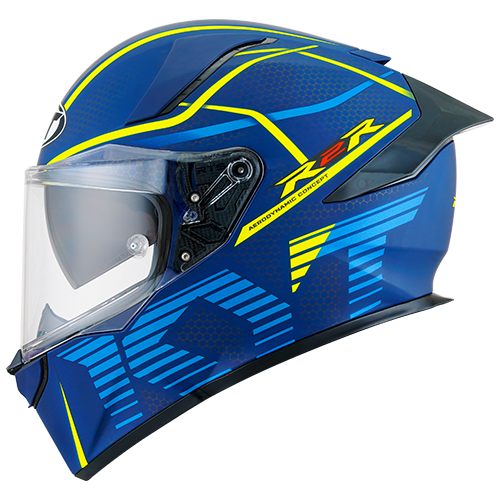 KYT R2R Graphic Concept Adult Street Helmets Matte Blue / Yellow / Large