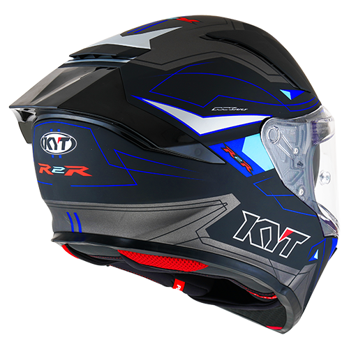 blue black motorcycle helmet KYT R2R Graphic Helmet - LED Matte Blue/Black