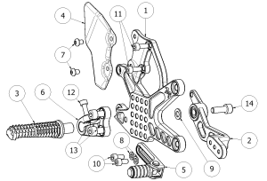 Attack Performance - ATTACK PERFORMANCE REAR SET KIT WITH SHIFT LEVER, YZF R1 15- , AERO HARD (REPLACEMENT PARTS)