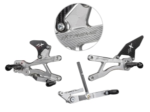 Extreme Components - Extreme Components Rearset Yam R6 06-21 STD/GP Silver w carbon heel