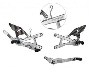 Extreme Components - Extreme Components Rearset Yam R1 15-21 STD/GP Silver w carbon heel