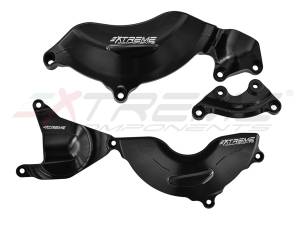 Extreme Components - ENGINE PROTECTORS IN ALUMINIUM FULLY WHOLE BILLET WITH 3D MACHINING 3 PIECES FOR APRILIA RS660 / TUONO 660 (2020/2023) (ALTERNATOR + CLUTCH + WATER PUMP)