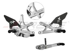 Extreme Components - Extreme Components GP EVO Rearsets Kit STD And Reverse Shifting  Carbon Fiber Silver Heel (SHIFT ROD FOR QUICKSHIFTER)  SUZUKI GSXR 1000 (2017/2022)