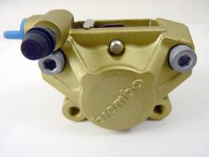Brembo - Brembo Caliper, P2 32G w/ Organic Pads Shape S, Cast 2-Piece, 84mm Axial Mount, Right, Rear, Gold
