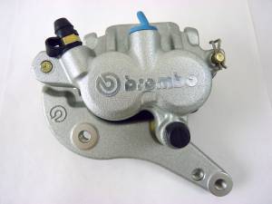 Brembo - Brembo Caliper, PF 2x28mm w/ Organic Pads Shape V, 95mm Mount, Front, Floating, Left, Silver